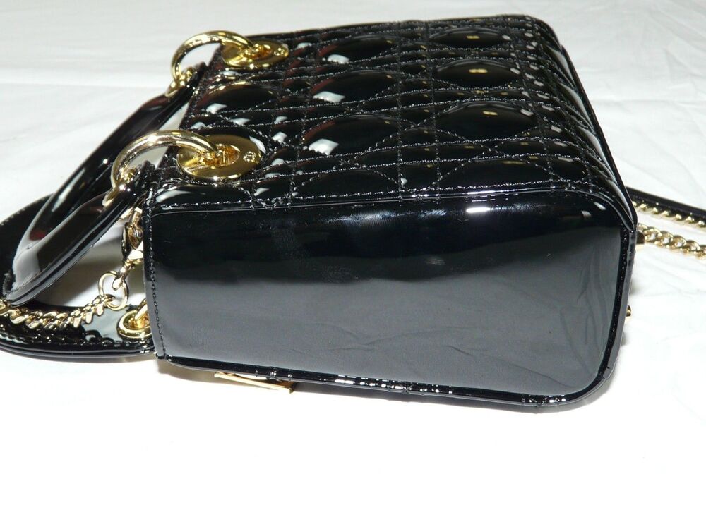 Mini Lady Dior Bag Black Patent Cannage Lambskin Certified by Rebag | MSRP $5500 - Picture 12 of 16